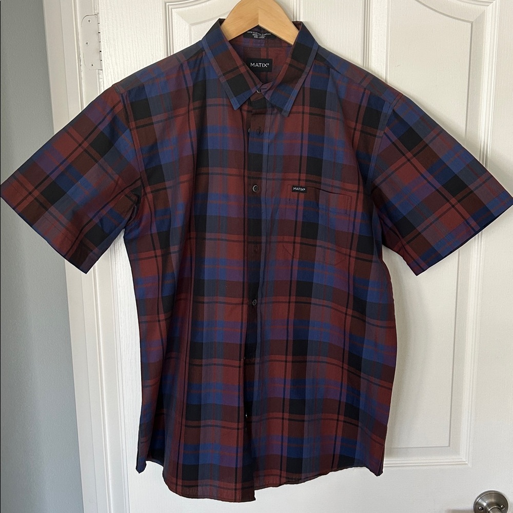 Matrix Large Plaid Short Sleeve Shirt